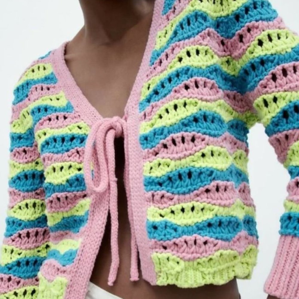 NWT STRIPED KNIT MULTI COLOR CARDIGAN